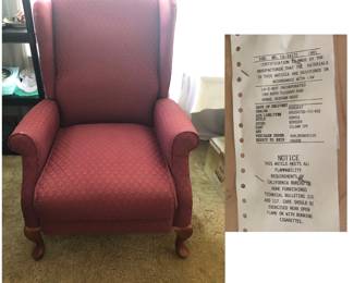 Lazy Boy Red Reclining Wingback $50