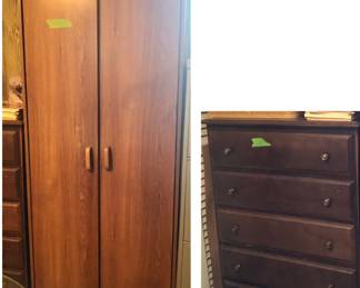 Tall Cabinet $30, Vintage Chest of Drawers $35