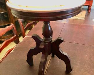 Carlton McLendon Small Round Marble Top Plant Stand / Accent Table Measures 14” x 19” tall $80              *Unbelievable Bundle Price for All 9 Pieces of Carlton McLendon Victorian Furniture, Includes Sofa, 3 Chairs, Pair of Side Tables, Half Round Table, Oval Table, Plant Stand = $1500
