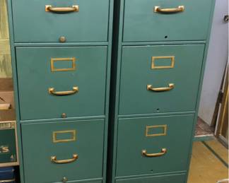 Awesome Vintage Great Painted GREEN  4 Drawer File Cabinets  $25 EACH