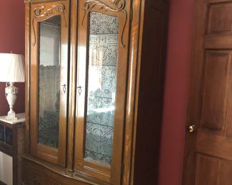 *PRE-SALE NOW Beautiful Carved Double Door Wardrobe / Armoire / Chifforobe Measures 52.5” wide x 21” deep x 86” tall. Could also be used as a China Cabinet, Pantry or Liquor Cabinet Bar $500