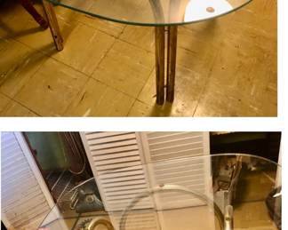 Glass Top Square Table is 42 inches wide x 42 inches deep x 29 inches tall $50