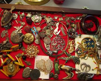 Large amount of vintage jewelry, sterling, rhinestones, Lunch at the Ritz, more