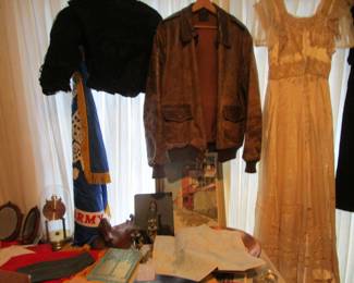 Huge amount of vintage clothing including WW2 flight Jacket A2