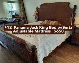 #12  Panama Jack King Bed w/Serta Adjustable Mattress   $650
