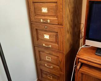 #9  Four Drawer Wood File Cabinet  19"Wx22"Dx55"H   $65