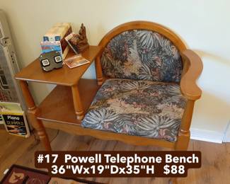 #17  Powell Telephone Bench  36"Wx19"Dx35"H   $88
