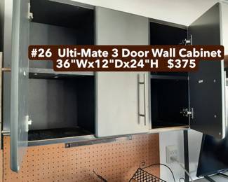 #26  Ulti-Mate 3 Door Wall Cabinet  36"Wx12"Dx24"H   $375