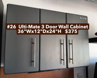 #26  Ulti-Mate 3 Door Wall Cabinet  36"Wx12"Dx24"H   $375