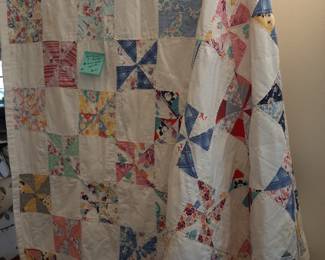 #20  (1) Hand Pieced Grain Sack Quilt  80"x82"   $125