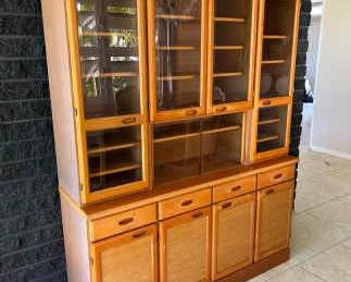 KAS048- Two Piece Wooden And Glass Cabinet