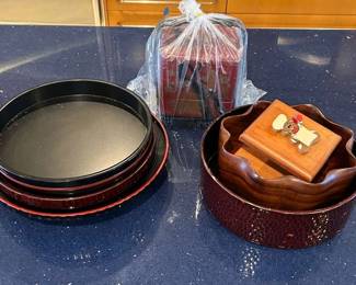 KAS036- Koa Bowl, Lacquerware Trays And More