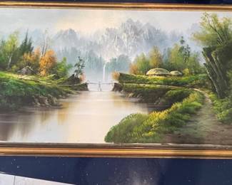 KAS002 Beautiful Framed Peaceful River Painting Signed by Artist