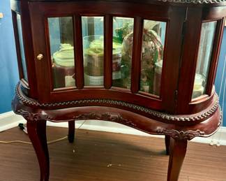 Kidney Shaped Curio Cabinet Table