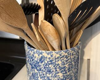 Crock with Wood Spoons