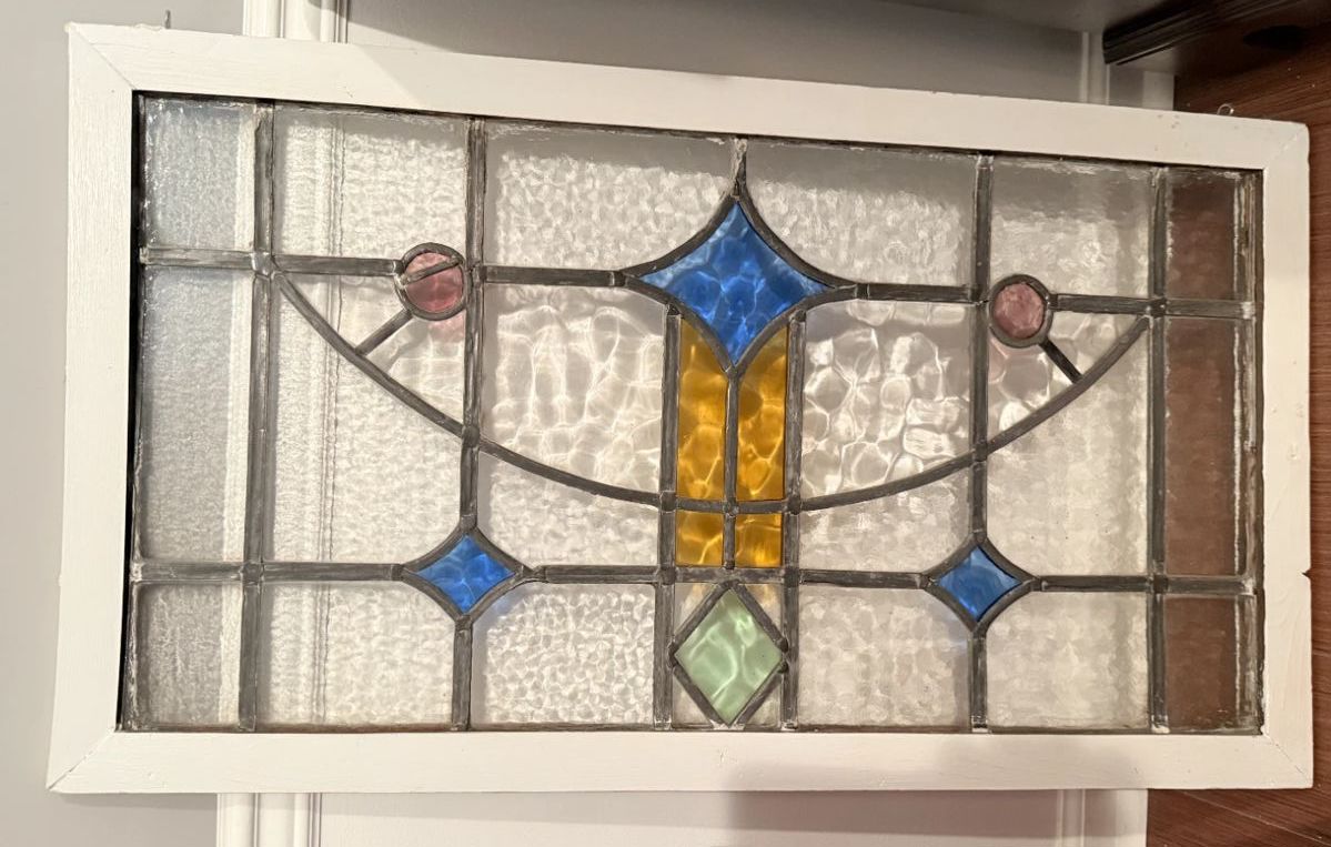 Vintage arts & crafts stained glass window/transom pane