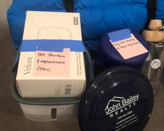 Pet Fountain w/filters and doggie food storage with travel bowls