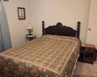 Queen size antique bed frame with adjustable bed and linens. Mattress purchased within last 5 years, used infrequently.
