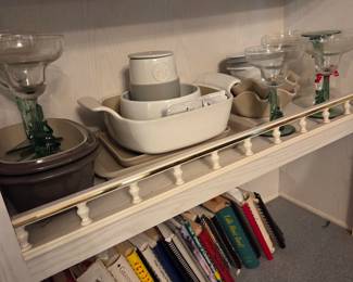New and unused Pampered Chef items + vintage cookbooks.