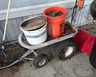 Vintage modified radio flyer wagon, planters and other outdoor decor/storage
