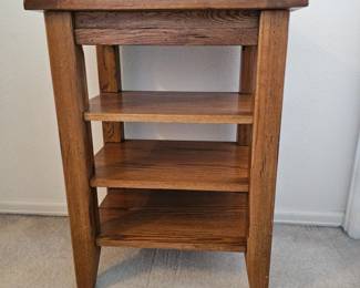 Lot #134 - Rustic Wood Side Table With Open Shelves