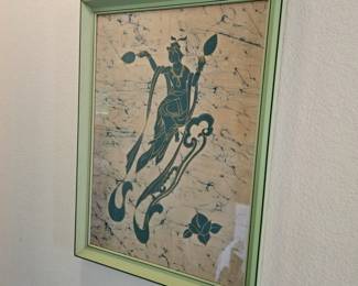 Lot #132 - Framed Thai Temple Rubbing Batik Wall Art