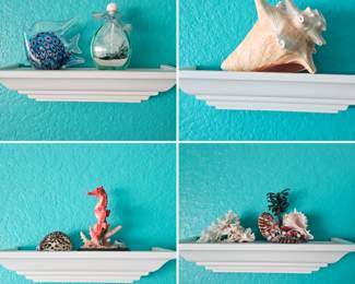 Lot #141 - Ocean Life Themed Decorative Display Items on Wall Shelves