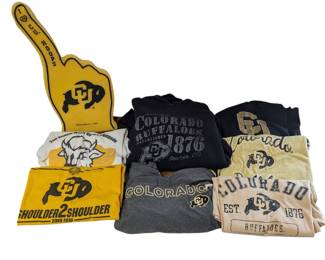 Lot #284 - Colorado Buffaloes Fan Gear Collection Including Shirts, Hoodies, and Foam Finger