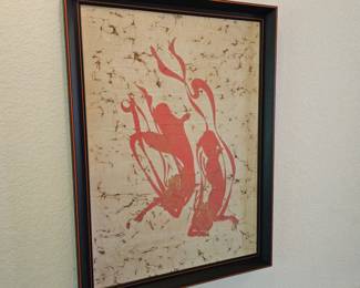 Lot #130 - Vintage Thai Temple Rubbing Batik, Framed