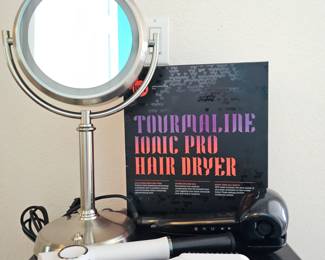 Lot #159 - Tourmaline Ionic Pro Hair Dryer with Makeup Mirror and Styling Tools