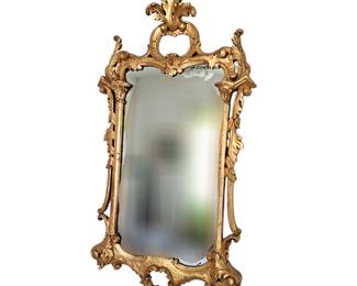 Lot #168 - Antique Georgian Style Carved Gold Gilt Wood Wall Mirror