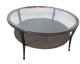 Lot #123 - Glass & Metal Round Top Coffee Table