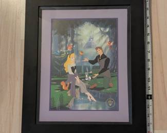 Lot #66 - Framed Disney Store Exclusive Commemorative Lithograph Animation Art - Sleeping Beauty (Aurora & Prince Philip).
