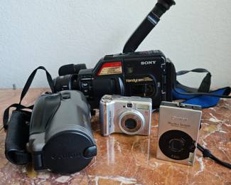 Lot #154 - Philips Digital Photo Frame, Sony Camcorder, Canon Photura 35mm Film Camera & Canon Powershot Digital Cameras