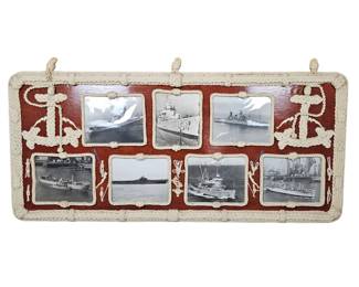 Lot #267 - HUGE 4.5ft Nautical Photo Frame with Ropework and Images of US Navy Ships