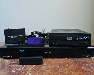 Lot #153 - Electronics Lot - Magnavox Blu-ray Player, Roku Streaming Stick, HDMI Converter & More.