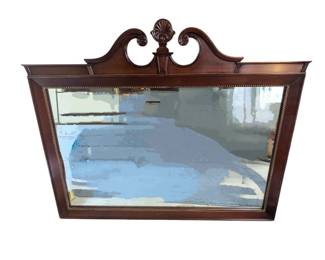 Lot #297 - Huge Vintage Ornate Wall Mirror with Decorative Carvings