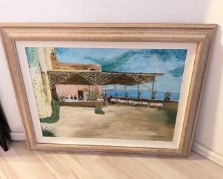 Lot #69 - Taverna a Posillipo, Italy, Signed Framed Oil Painting by G Capasso