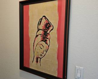 Lot #131 - Framed Thai Batik Temple Rubbing Wall Art