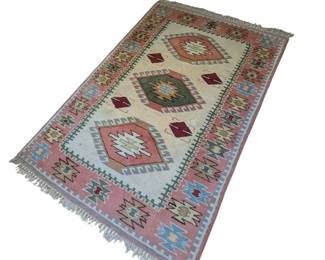 Lot #124 - Vintage 100% Wool Handmade in Turkiye Turkish Rug Oushak Rug