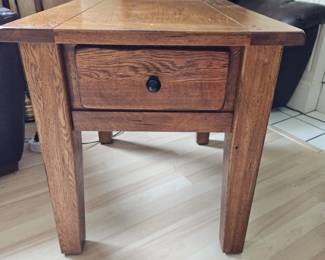 Lot #4 - Rustic Oak End Table with Drawer