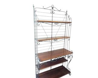 Lot #20 - Vintage Iron and Wood Bakers Rack Shelf Unit