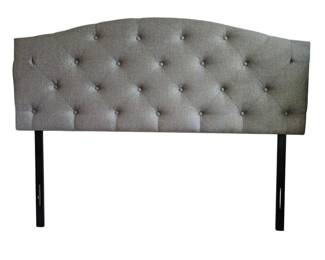 Lot #175 - Modern Upholstered Queen Headboard - Grey Tufted Design.