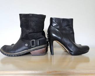 Lot #211 - Women's Size 5.5 Franco Sarto Black Heeled Ankle Boot & Sorel Casual Boot.