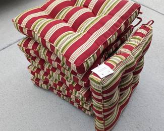 Lot #308 - New With Tags Colorful Striped Outdoor Chair Pads Cushions Set of 6