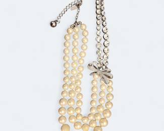 Kate Spade Faux Pearl Crystal Multi Strand Necklace