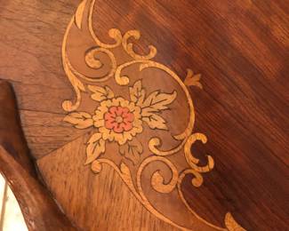Inlay detail of hand-carved coffee table.