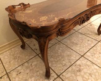 Detail of hand carved coffee table.