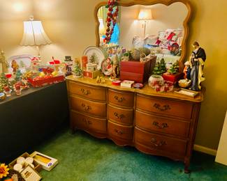 1960s French provincial dresser, full-size bed and chest
