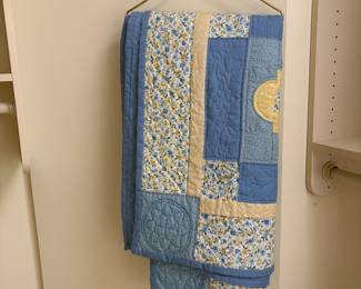 2 BLUE AND YELLOW HANDMADE QUILTS